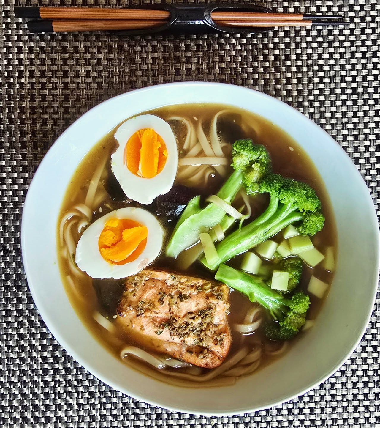 It is wet and chilly, and all i was in the mood for was #Ramen. Had some #bonebroth, noodles,  dried mushrooms and seasoning, and now lunch is over and the crave satisfied.

#personalchef #madefromscratch #timetoeatbetter